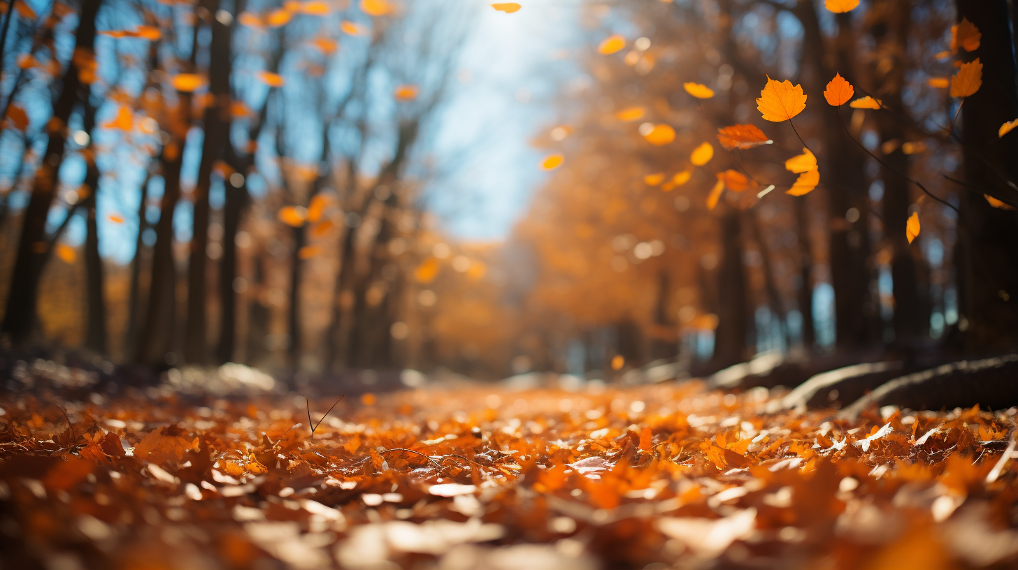 Colorful autumn leaves in David Hockney style