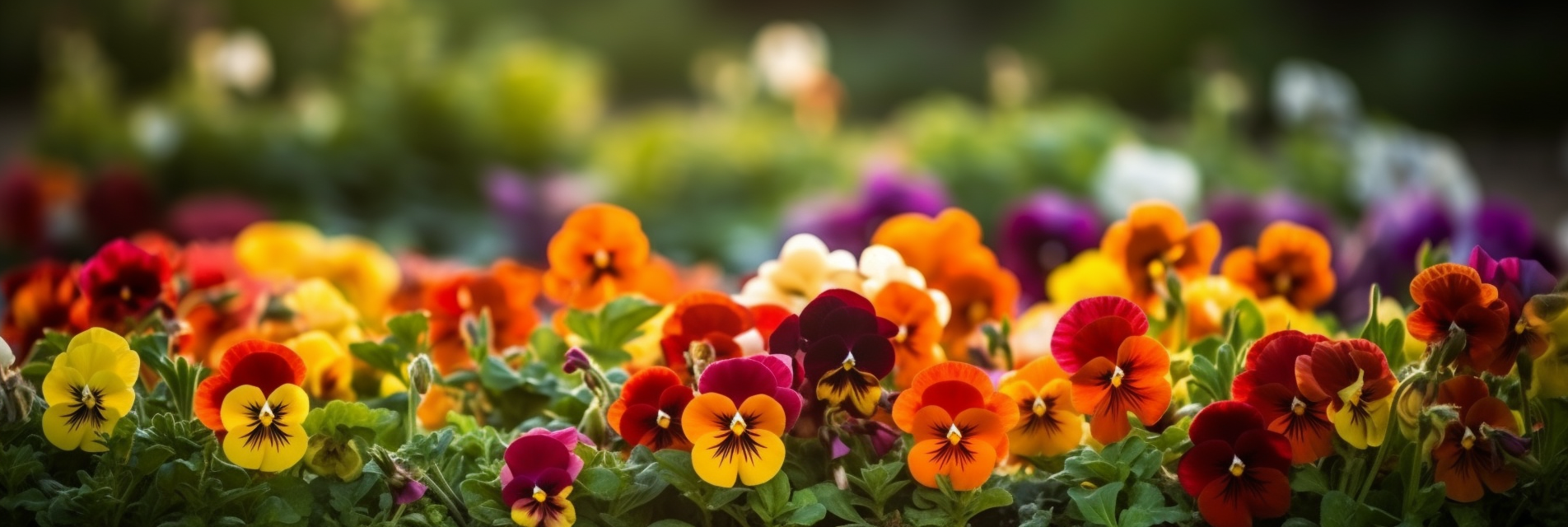 Colorful pansy and snapdragon flowers in autumn