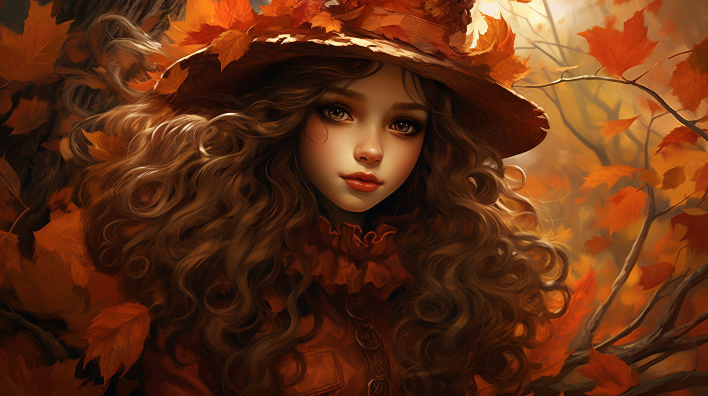 Beautiful autumn girl with vibrant colors