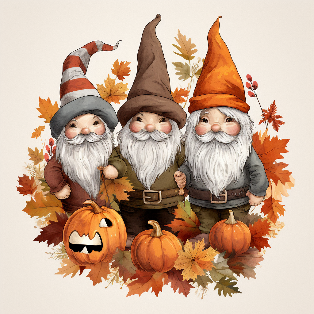 Autumn gnomes with fall elements