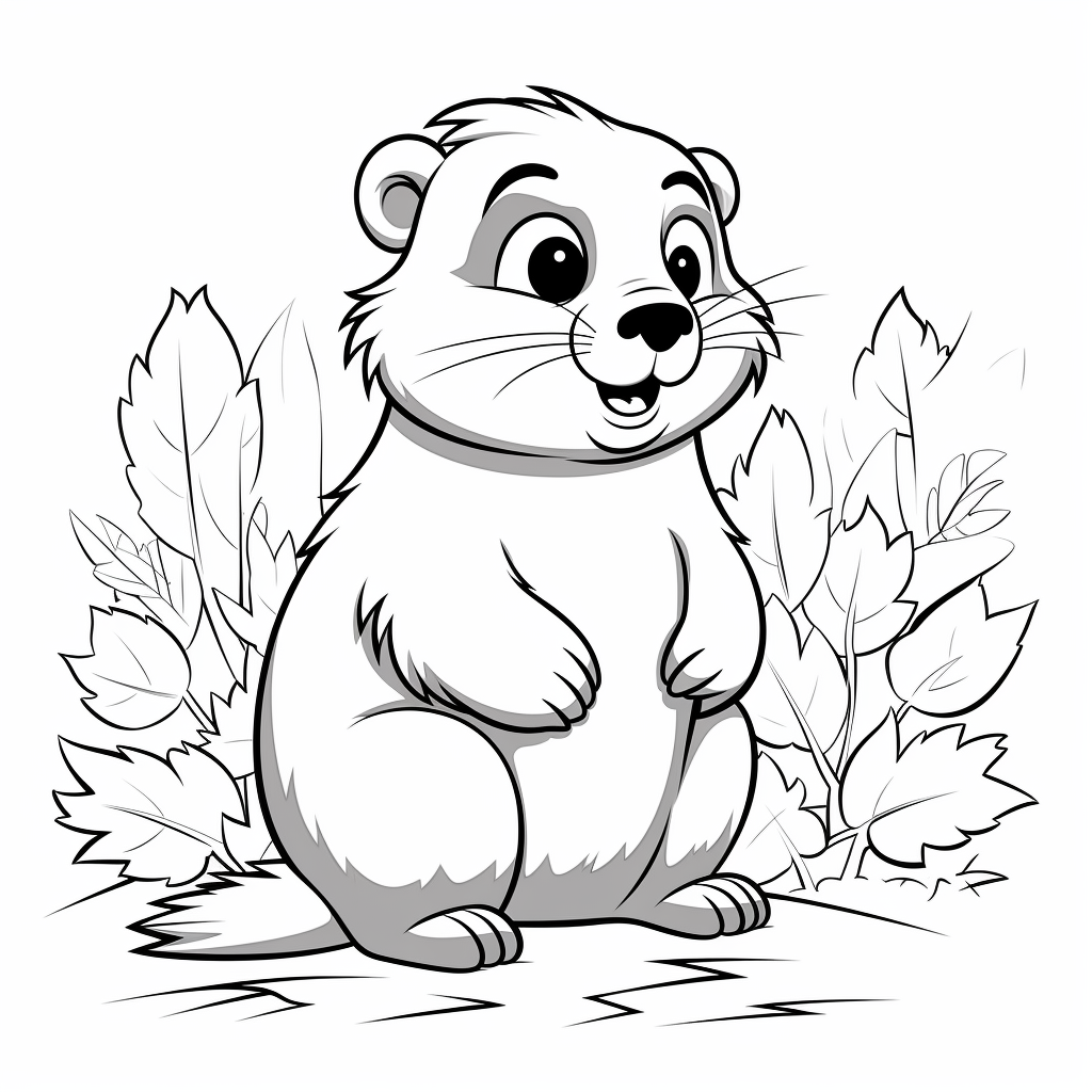 Cute autumn marmot coloring page