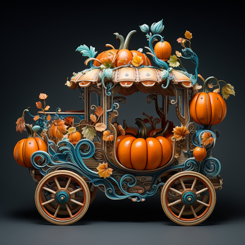 Whimsical and colorful autumn pumpkin carriages