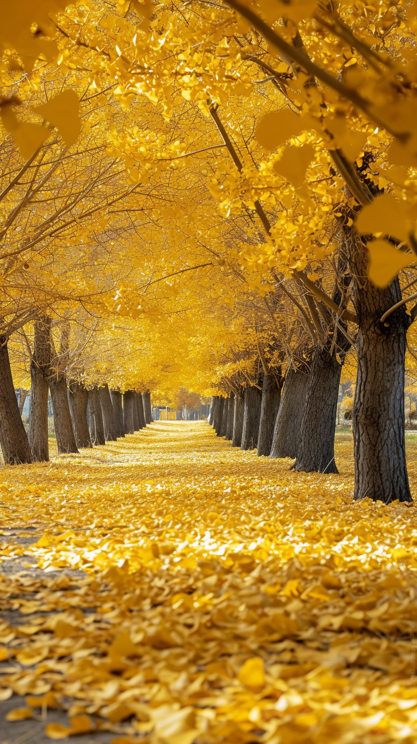 Ginkgo Trees with Golden Leaves