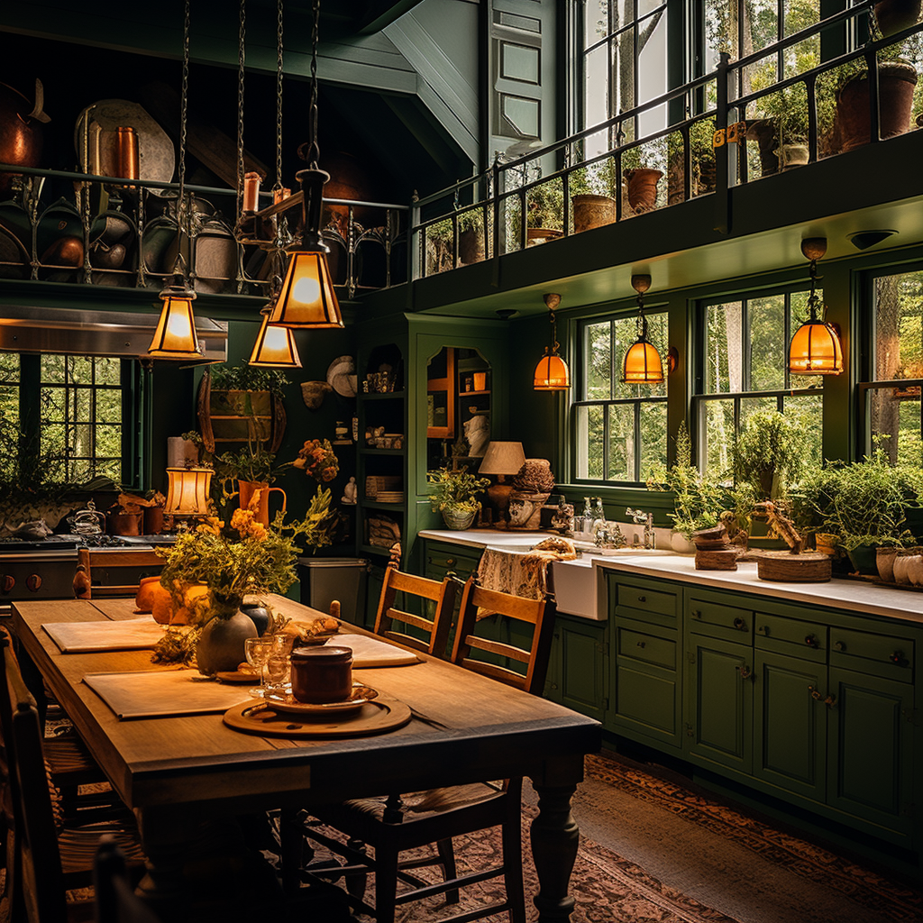 Vintage Luxury Oak Kitchen in Autumn