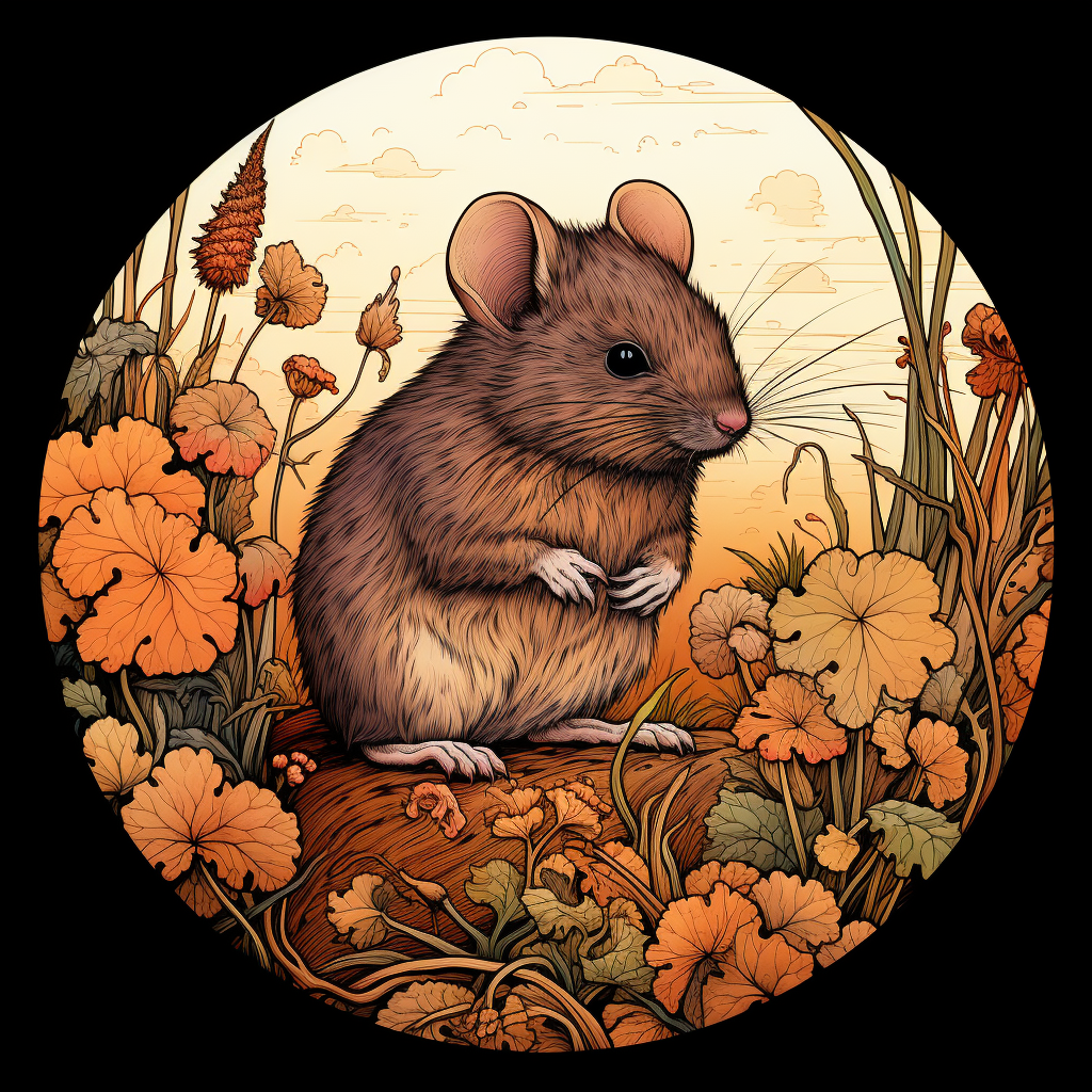 Beautiful autumn field mouse illustration