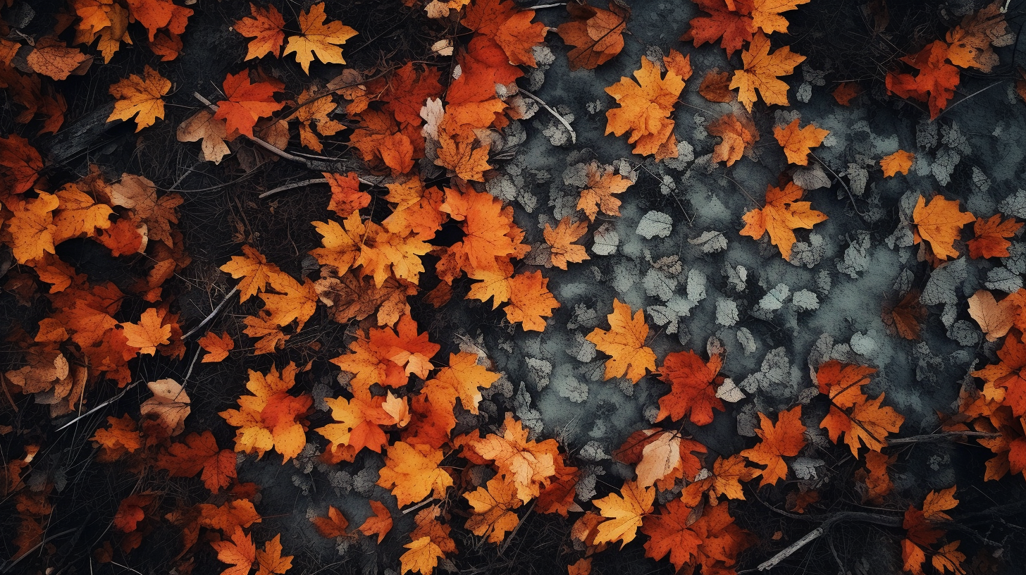 Autumn leaves in bird's eye view