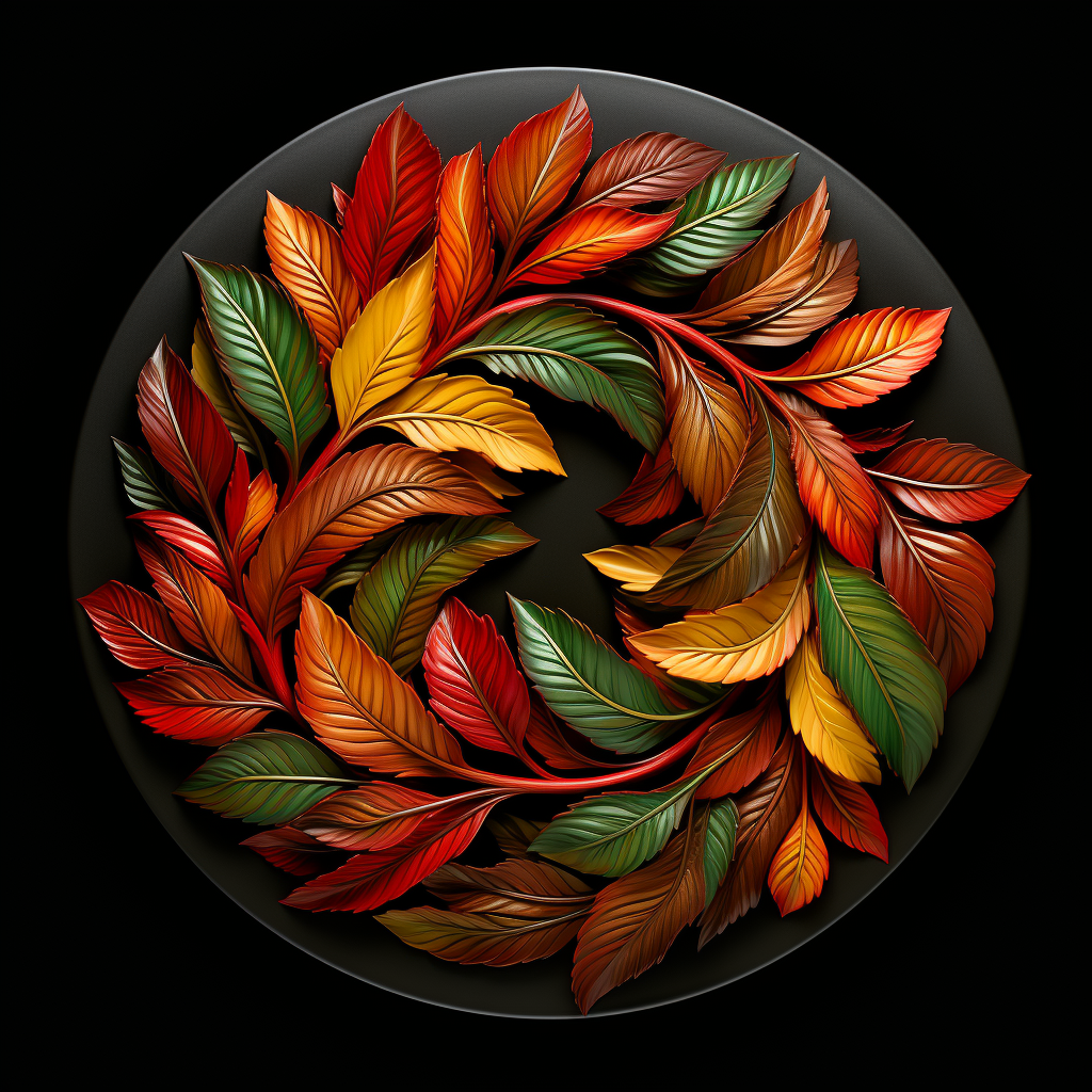 Vivid Autumn Leaves in Circular Design