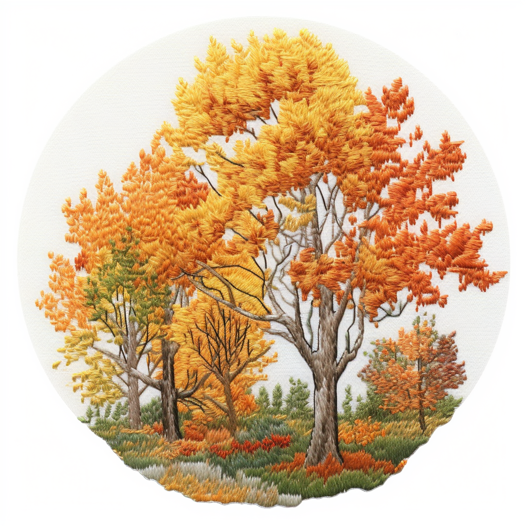 Autumn Leaves Dot Embroidery Image