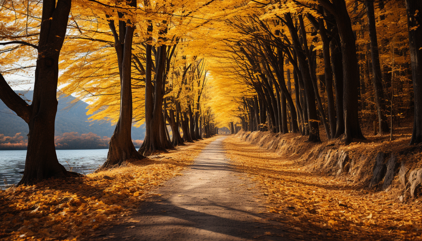 Beautiful autumn leaves in golden woods