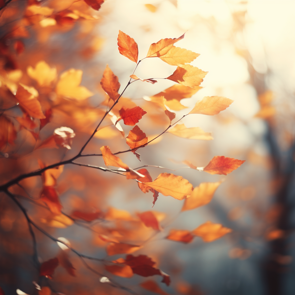 Red and Yellow Autumn Leaves in the Wind