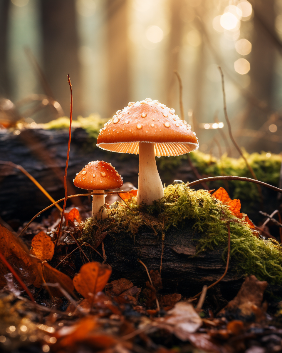 Vibrant autumn mushrooms in the forest