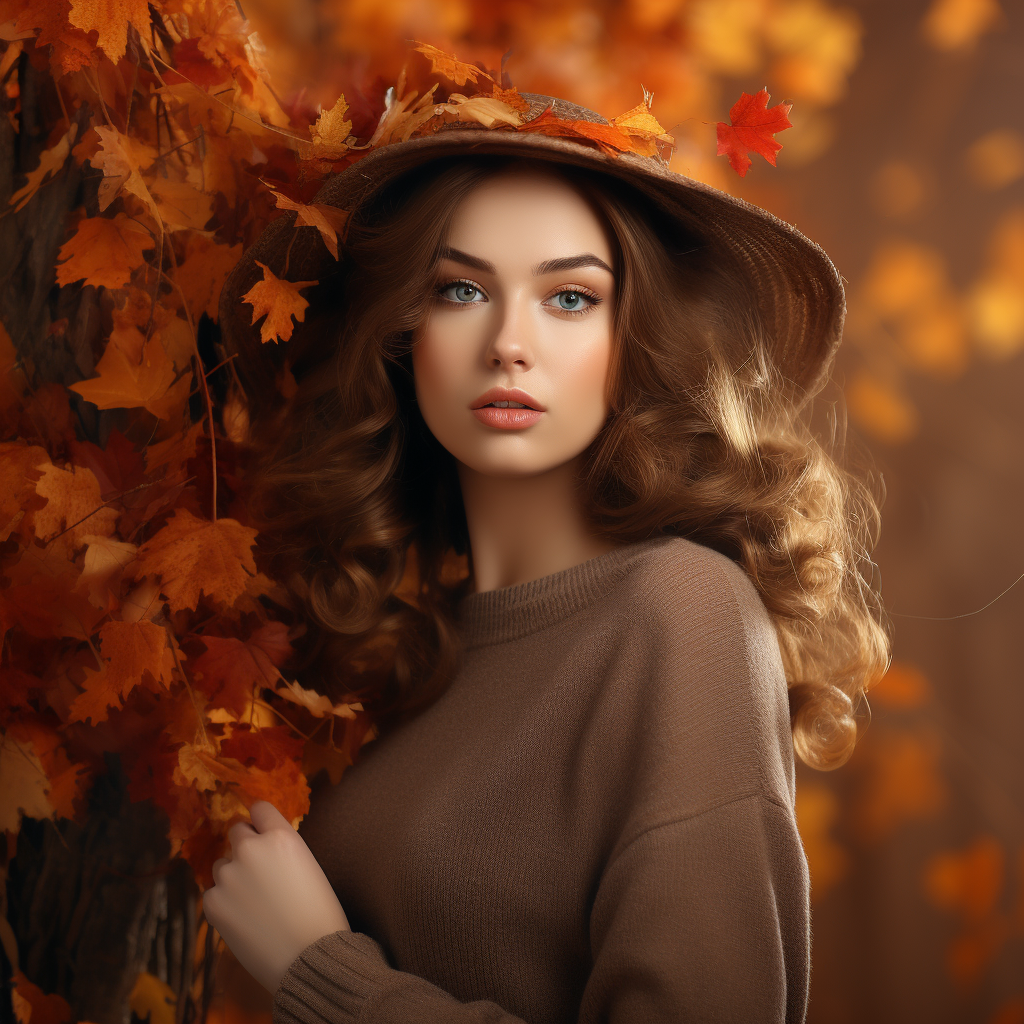 Attractive woman model symbolizing autumn season