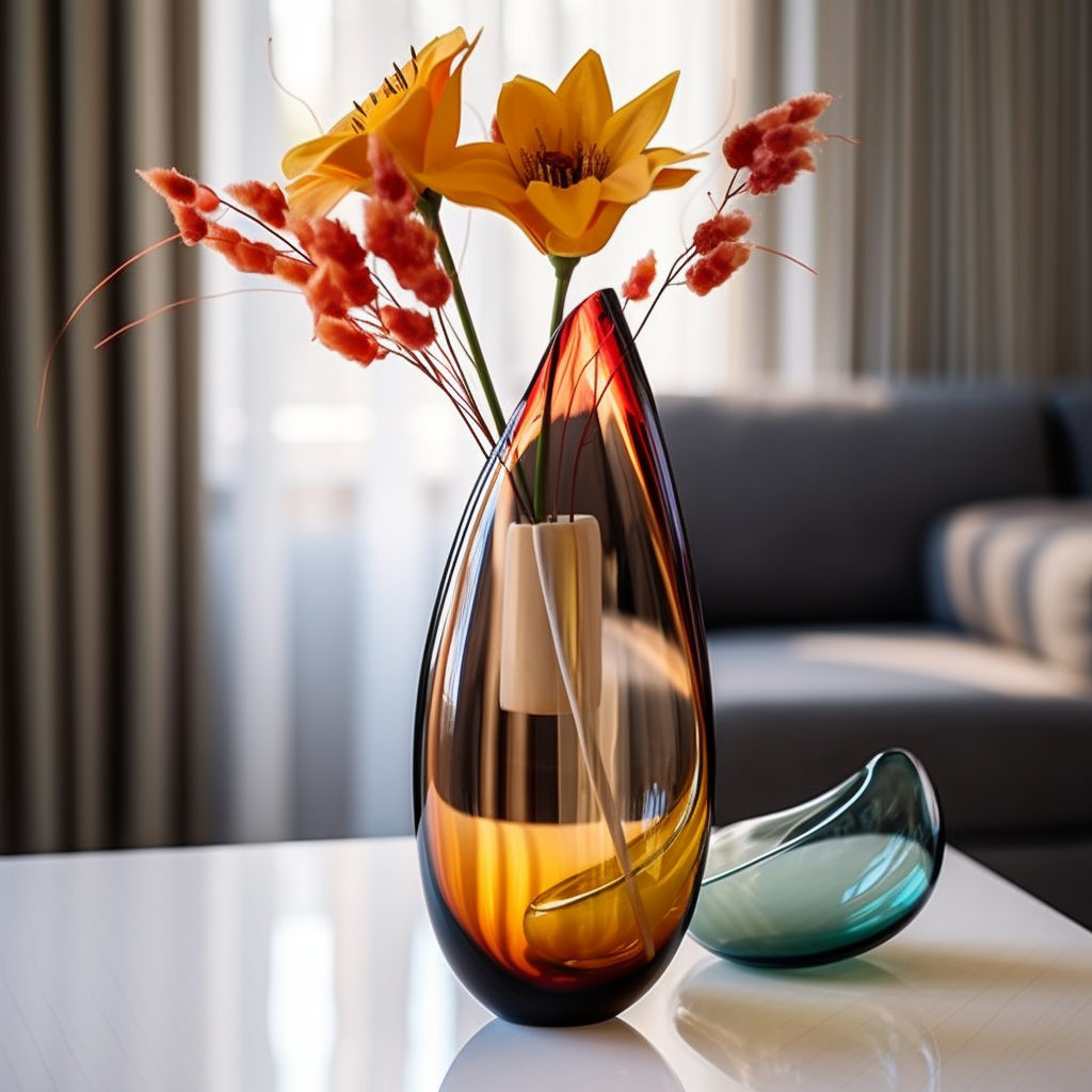 Autumn-inspired modern apartment vase with translucent flowers