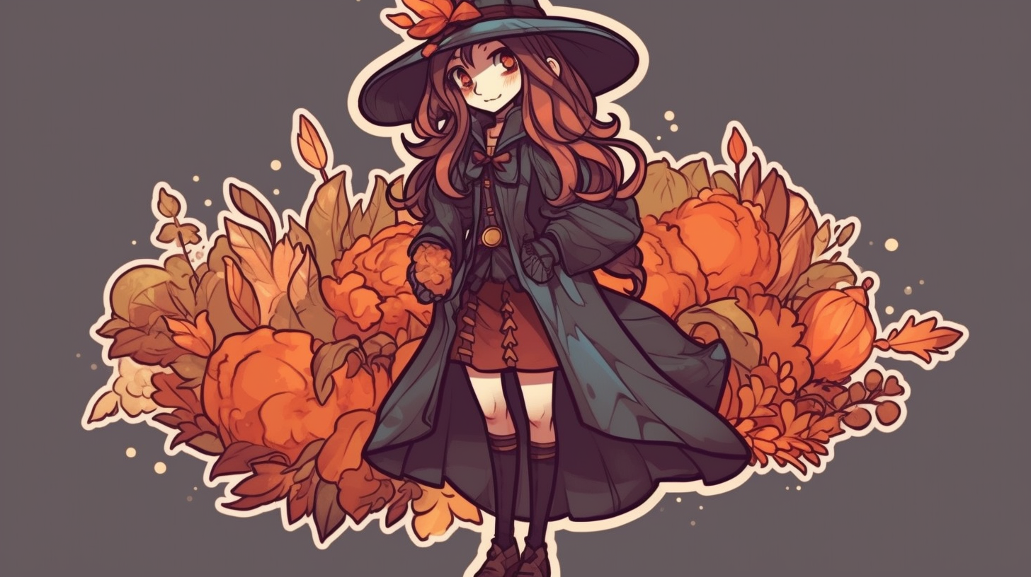 Autumn witch full body sticker