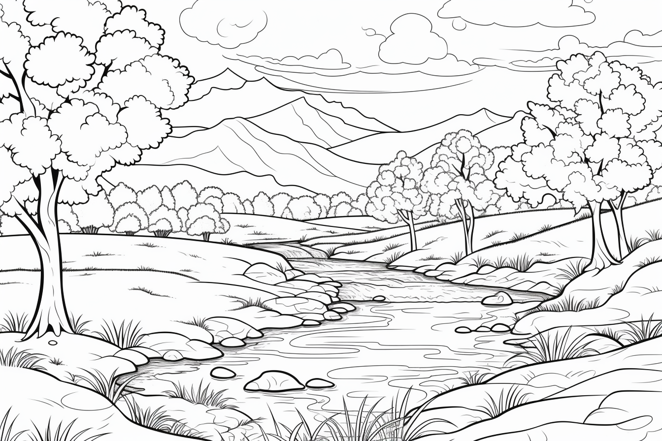 Autumns Landscape Coloring Page Image