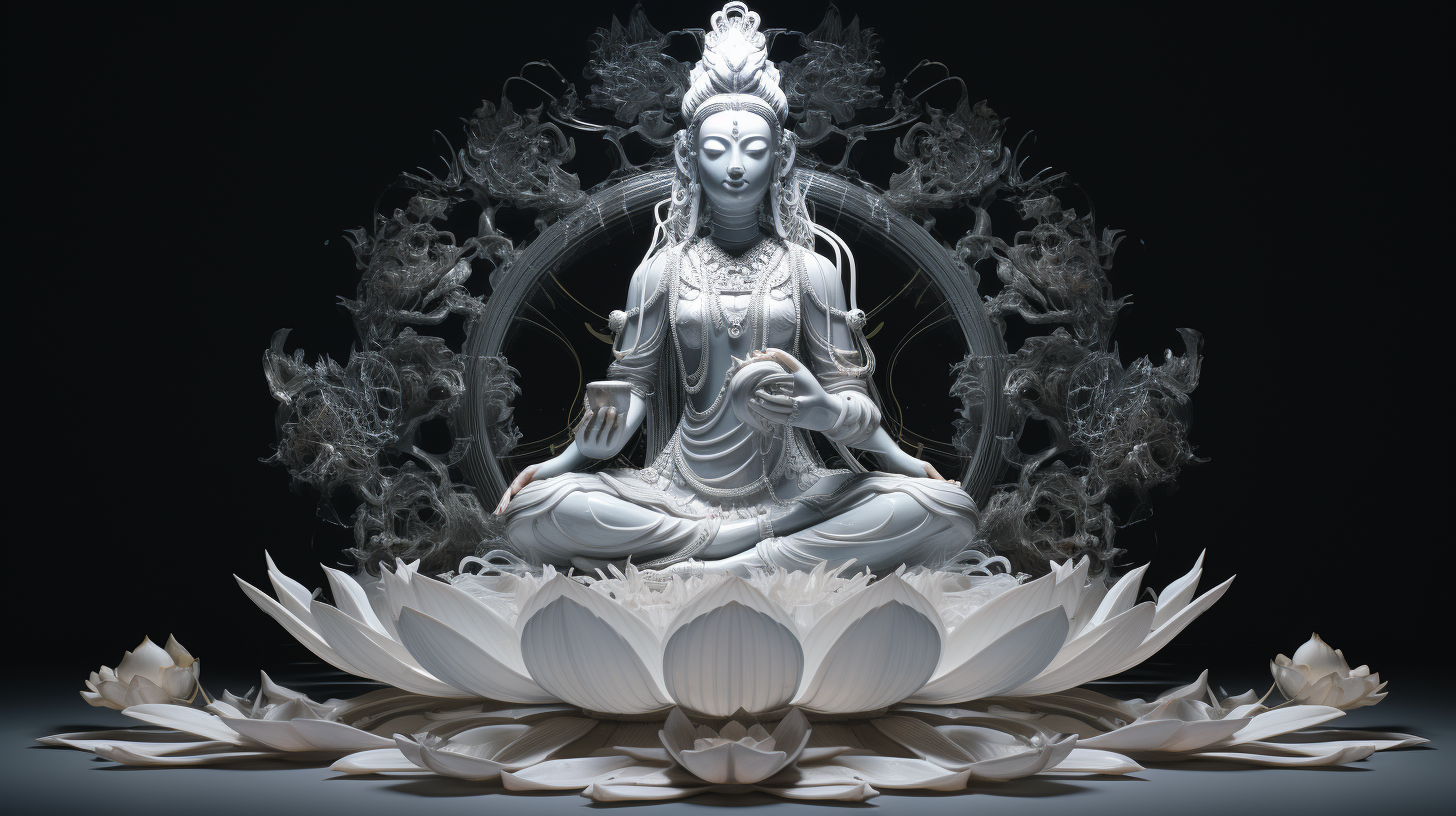 Avalokitesvara statue in lotus flower