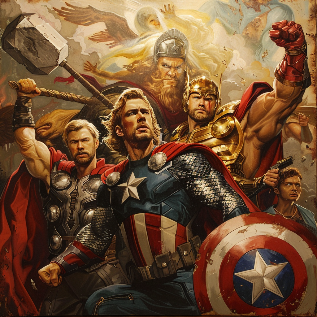 Avengers in Baroque Style Painting