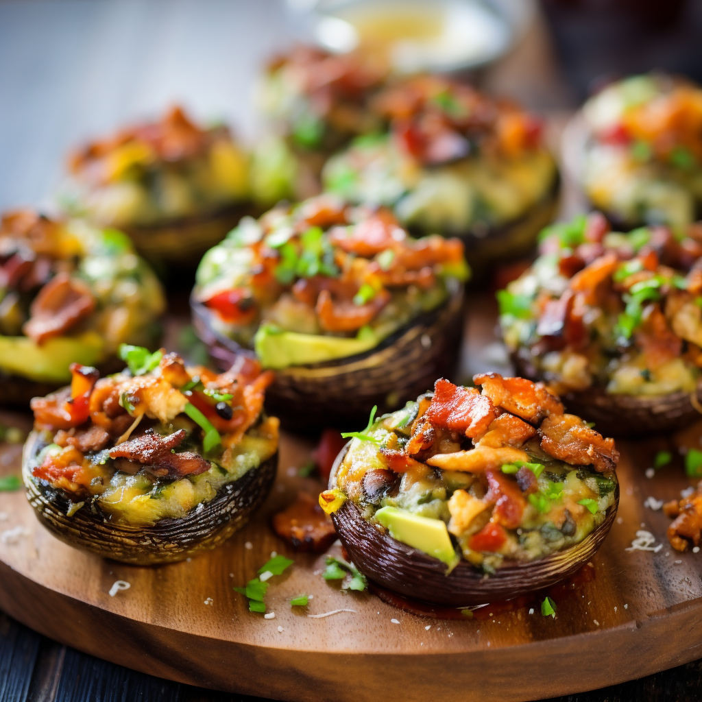 Savory avocado and bacon stuffed mushrooms