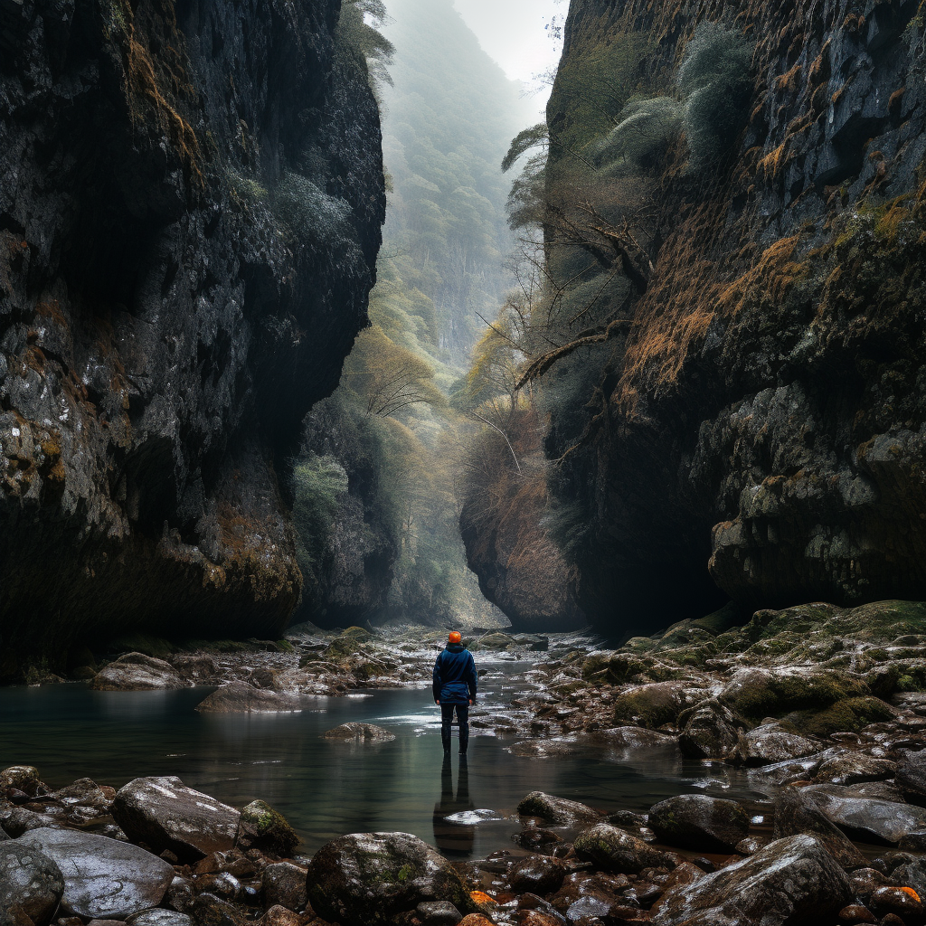 Person being watched in stunning gorge