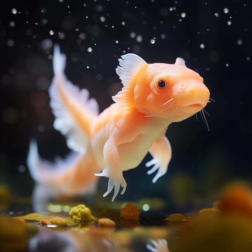 Beautiful Axolotl Goldfish Hybrid in Profile