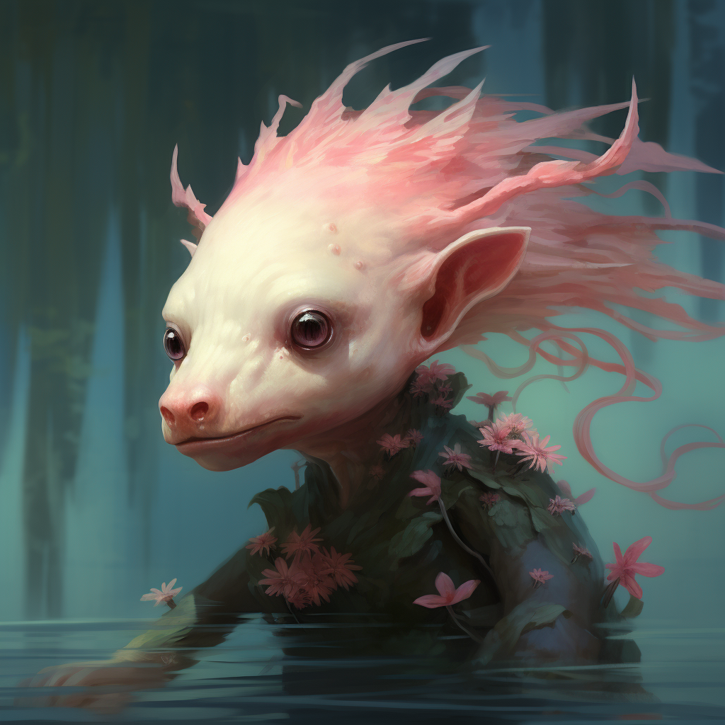 Enchanting axolotl mermaid swimming gracefully