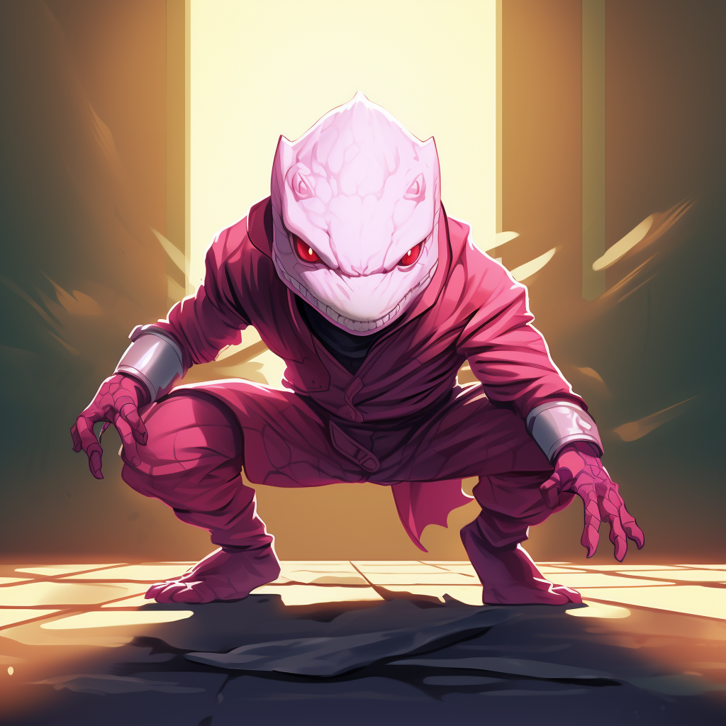 Dynamic Axolotl Ninja Ranger Ambushing Villain