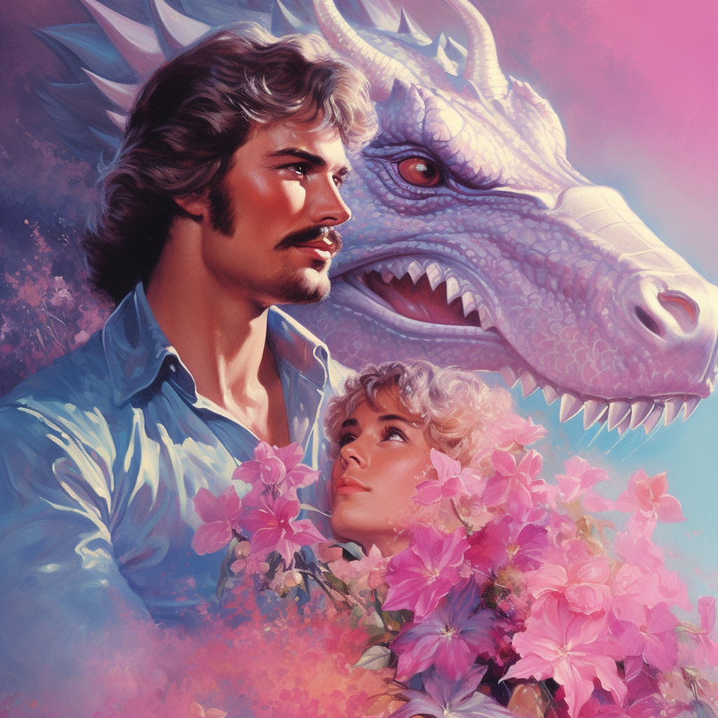 Romantic man dragon illustration