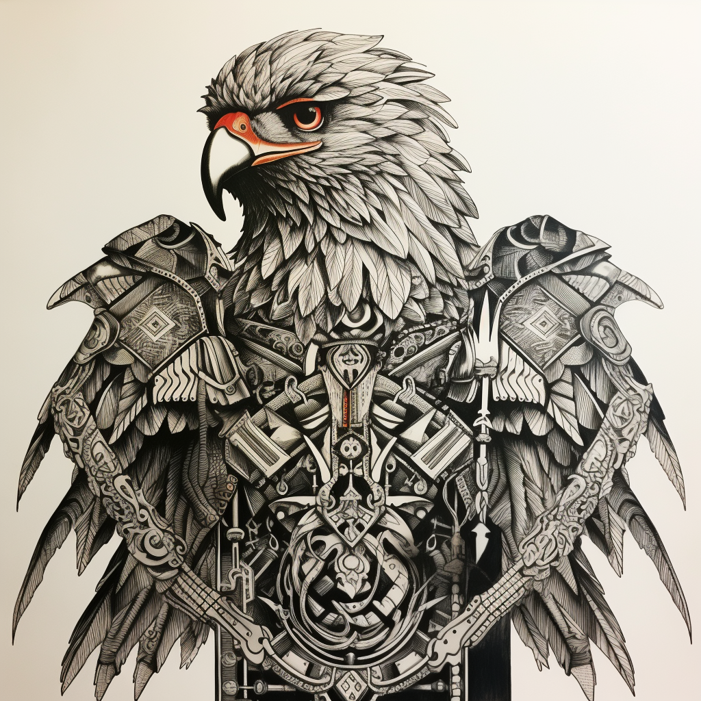 Aztac Warrior Eagle Sword Zentangle Design