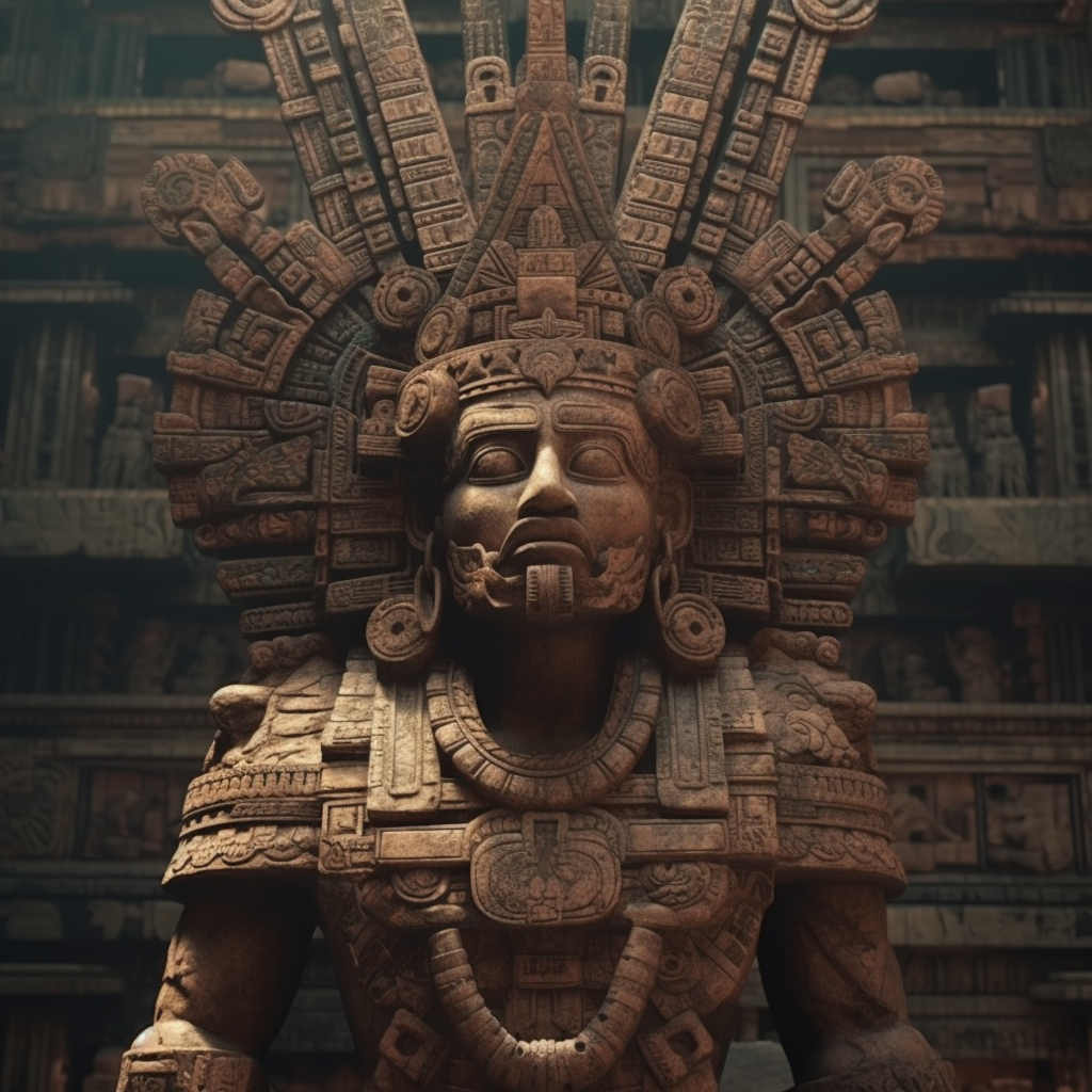 Aztec god temple view