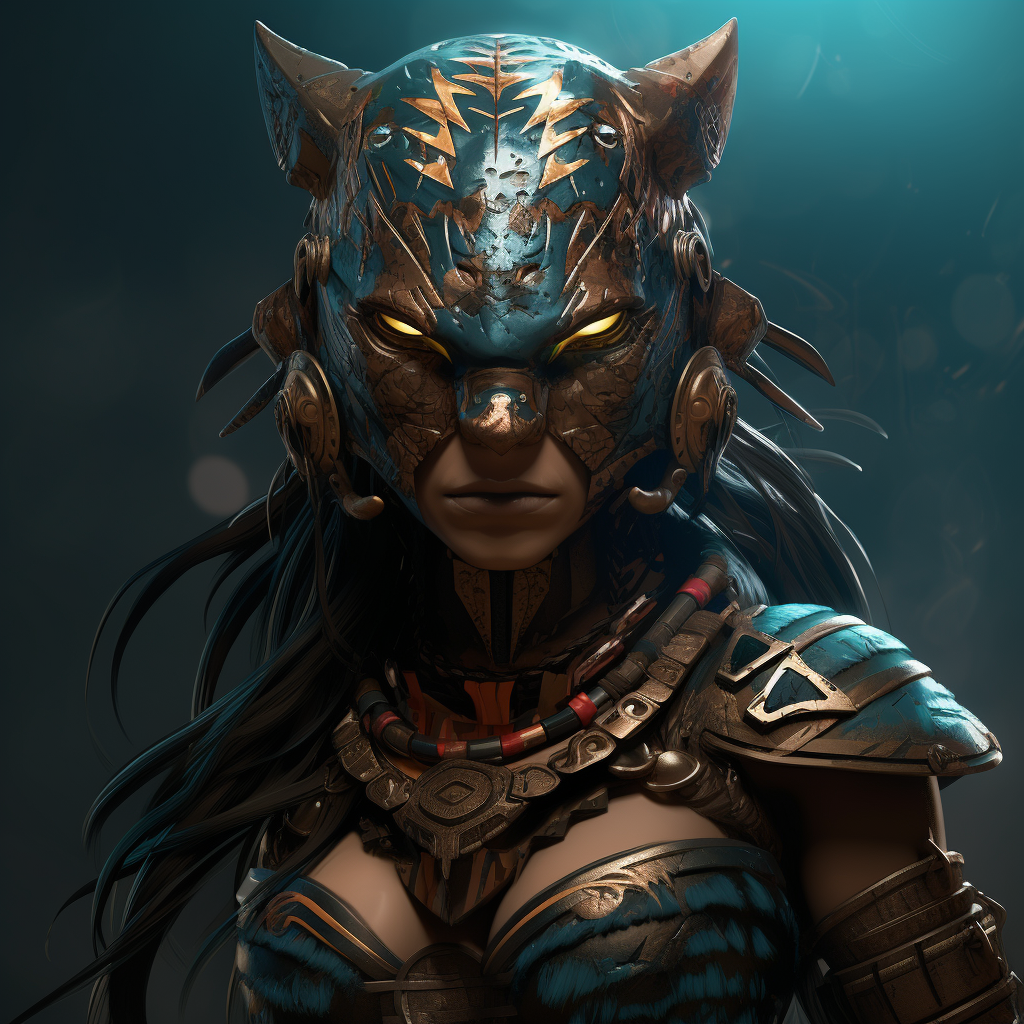 Female Aztec Jaguar Warrior in Anime Style