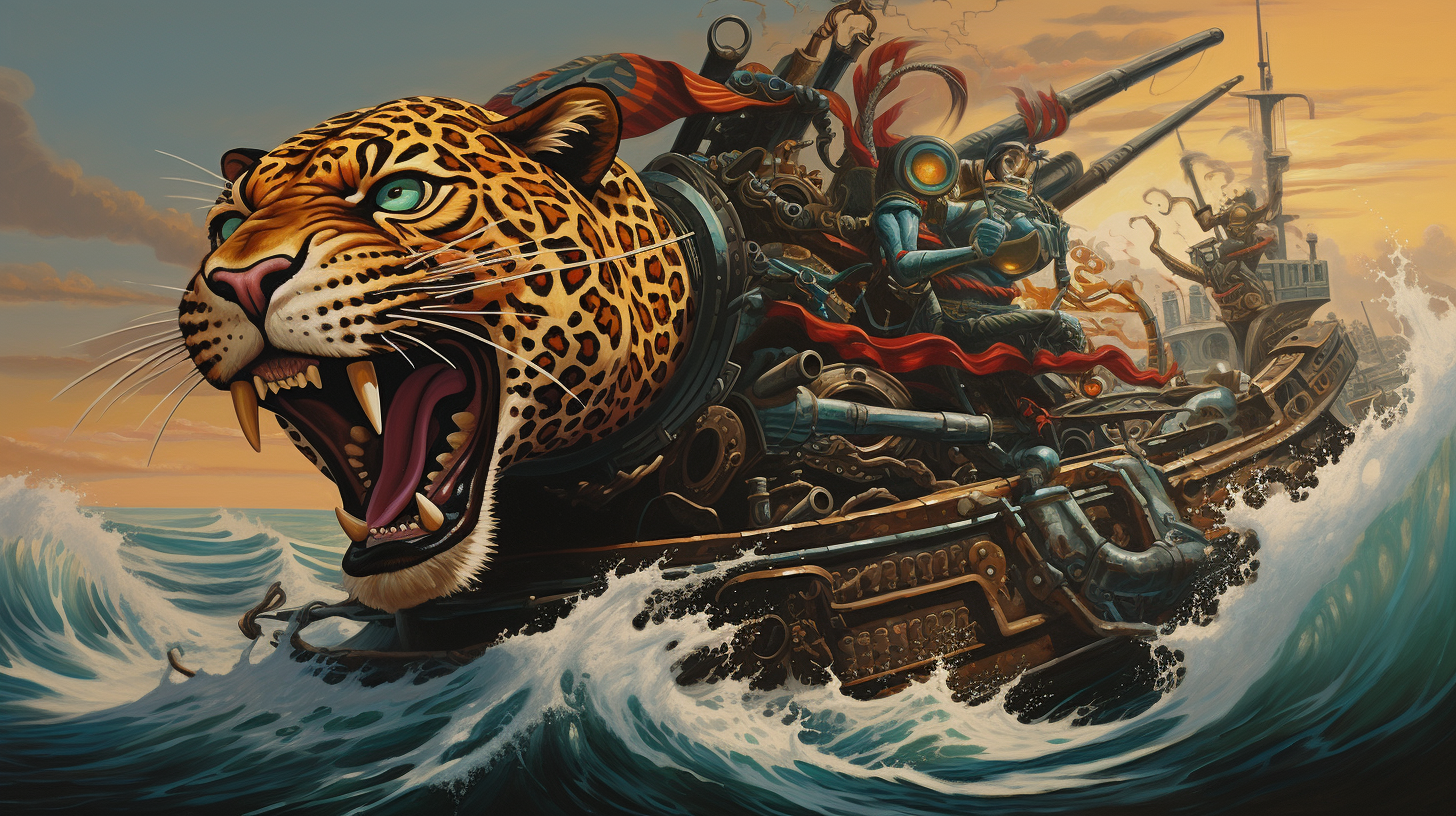 Aztec Jaguar Warrior battling an Oil Tanker