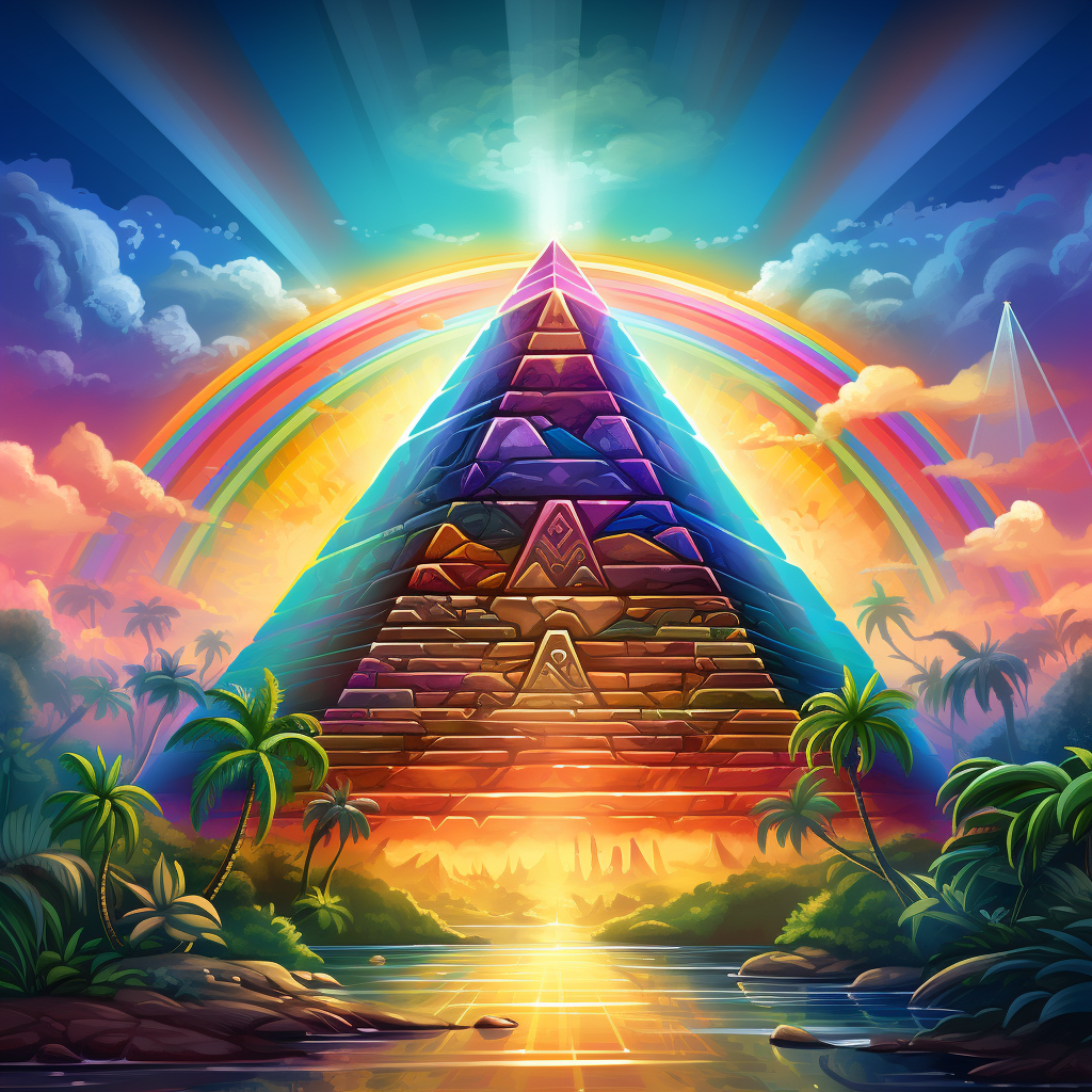 Aztec Pyramid Rainbow Above