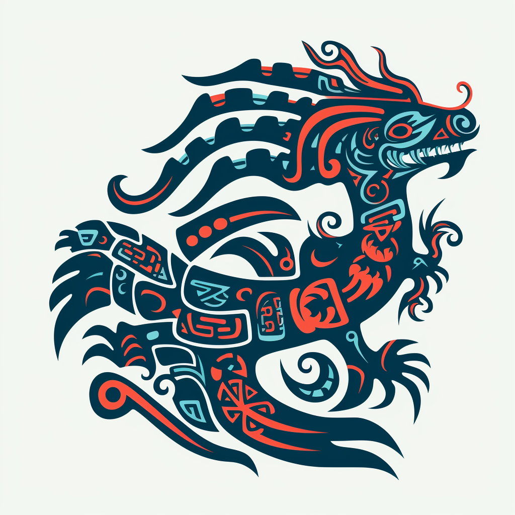 Aztec Sea Dragon Leviathan Pictogram Design