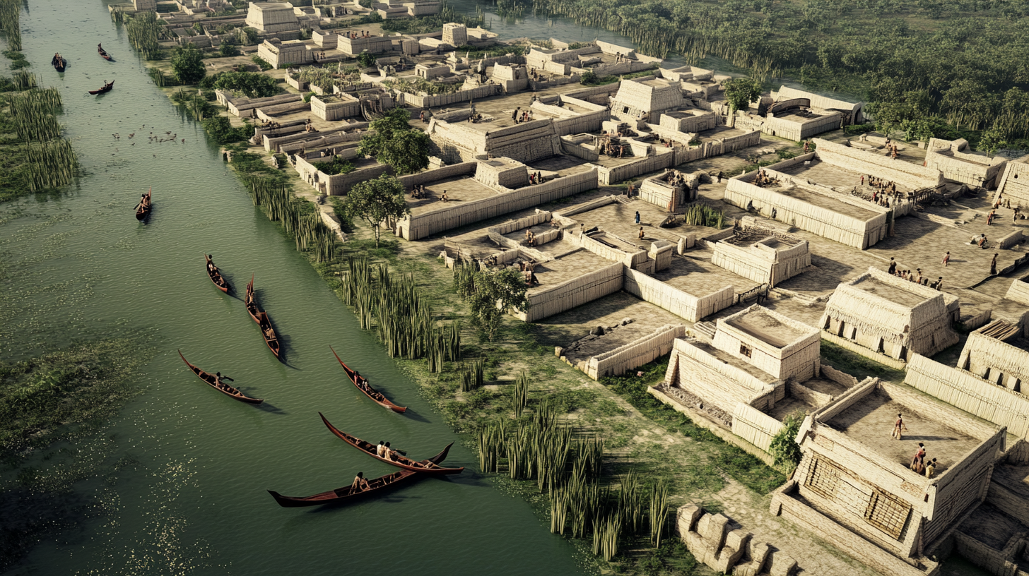 Aztec city grid canals canoes