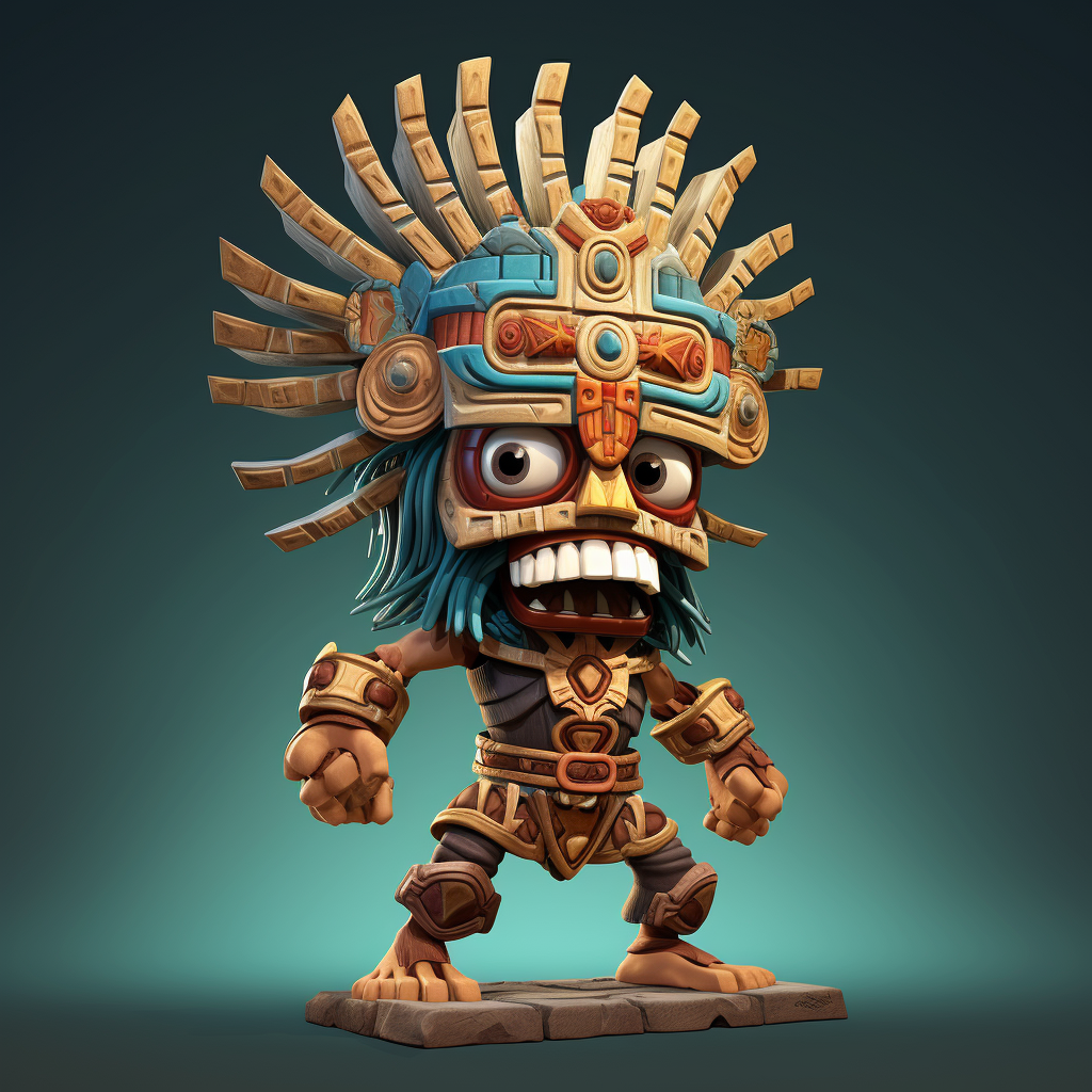 Cartoon of Aztec warrior