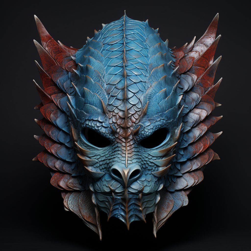 Half mask of azure scales and horn