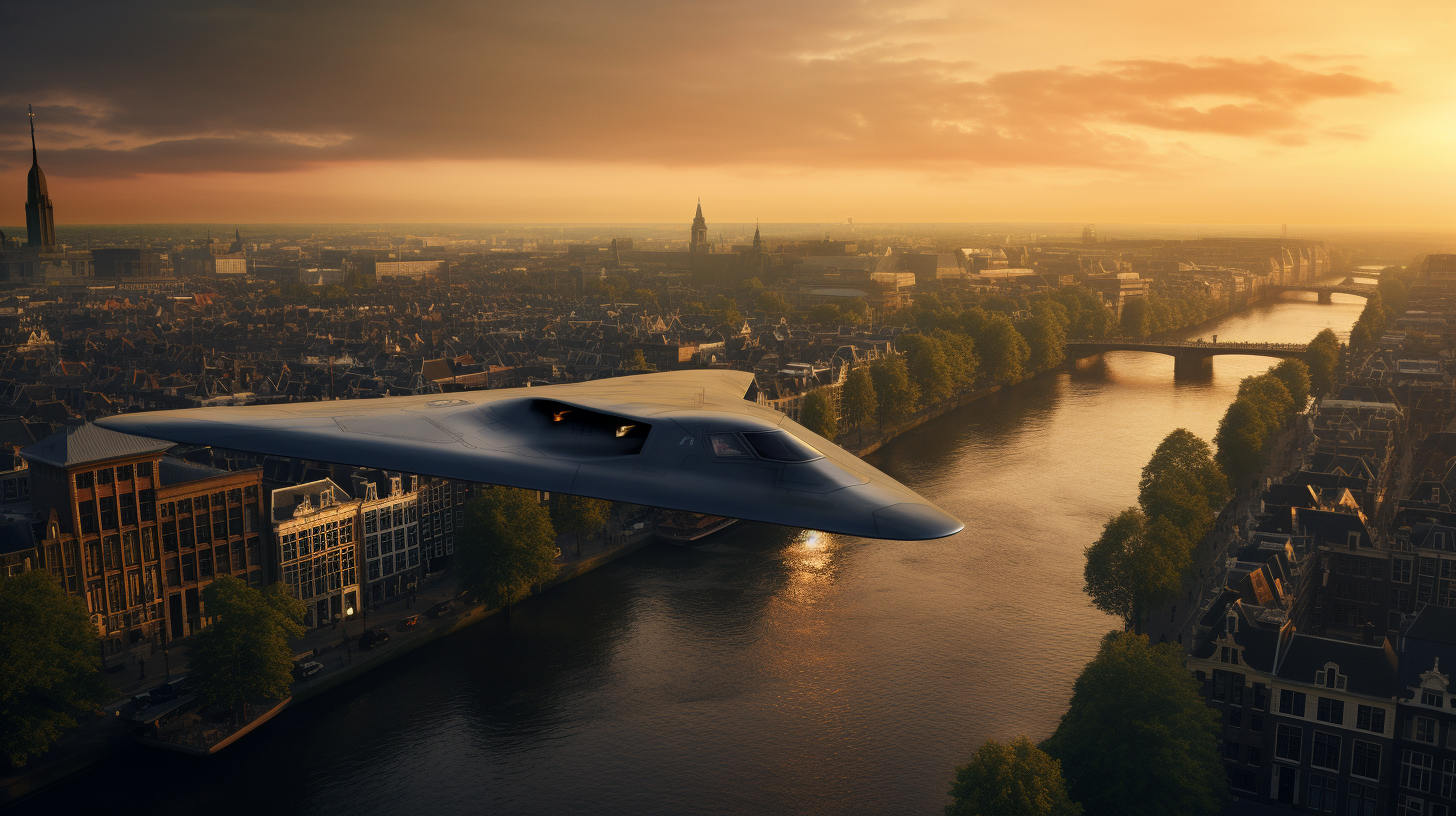 B-2 Spirit flying over Amsterdam