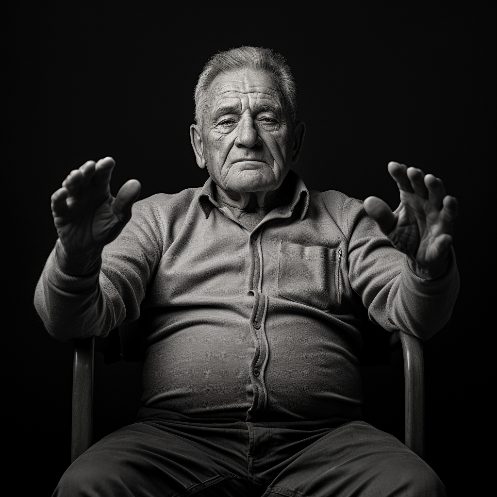 Smiling elderly man in chair