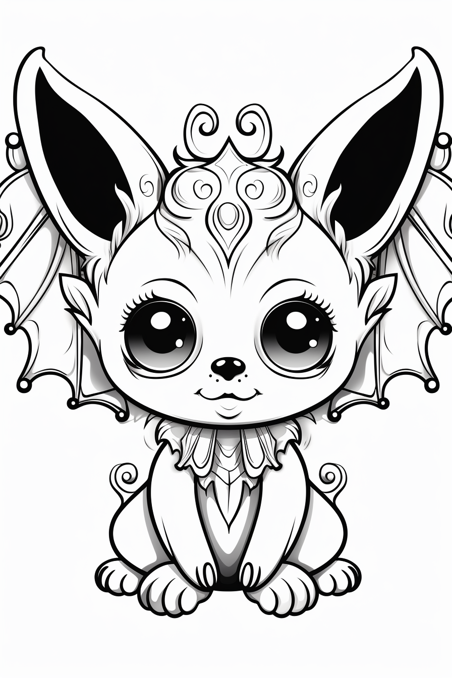 Cute baby bat mandala coloring page