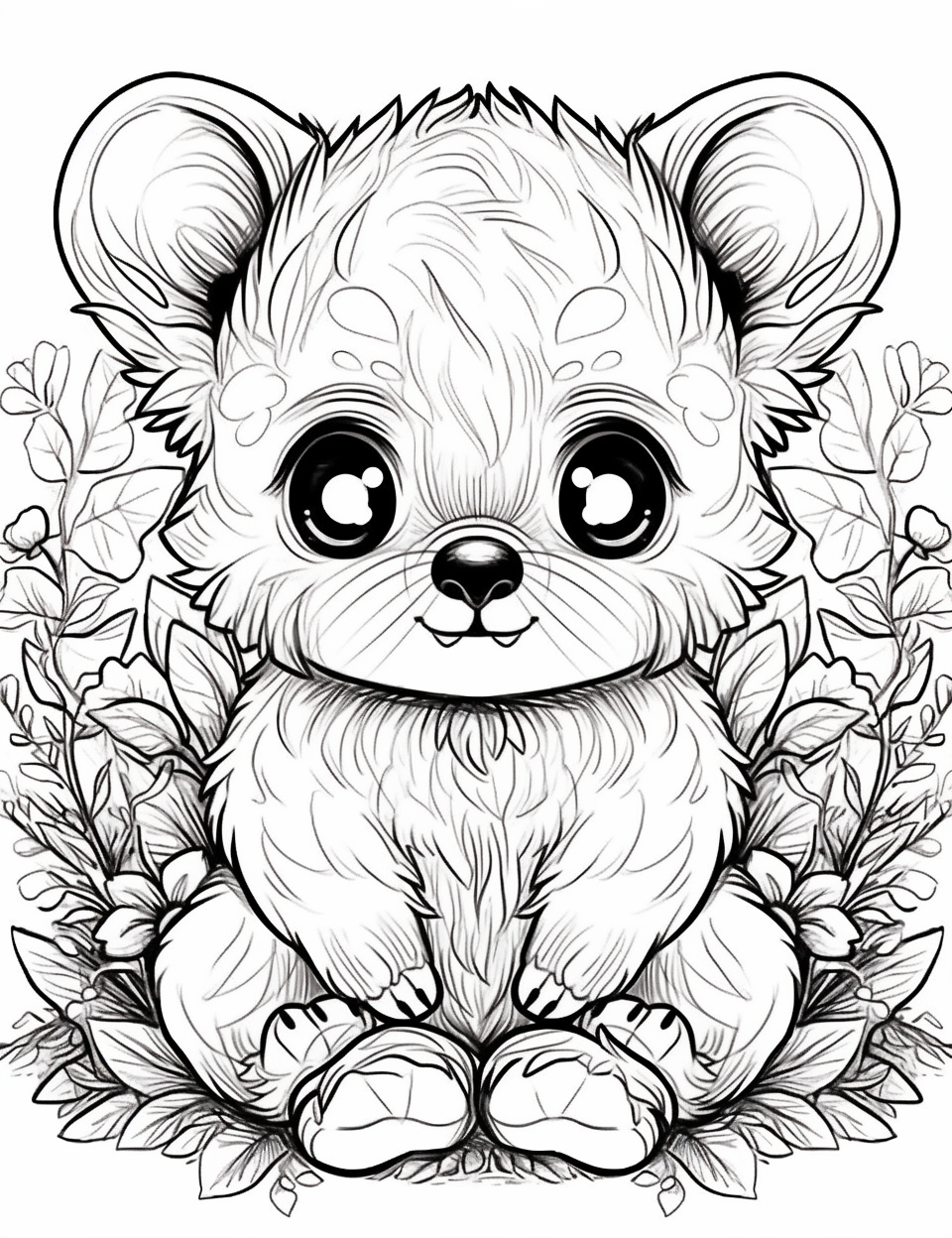 Chibi Baby Bear Coloring Page