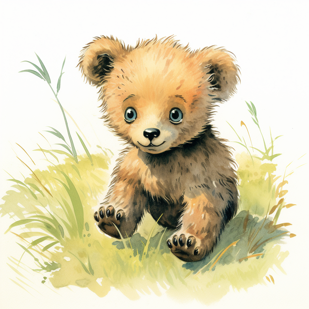 Adorable baby bear cub illustration