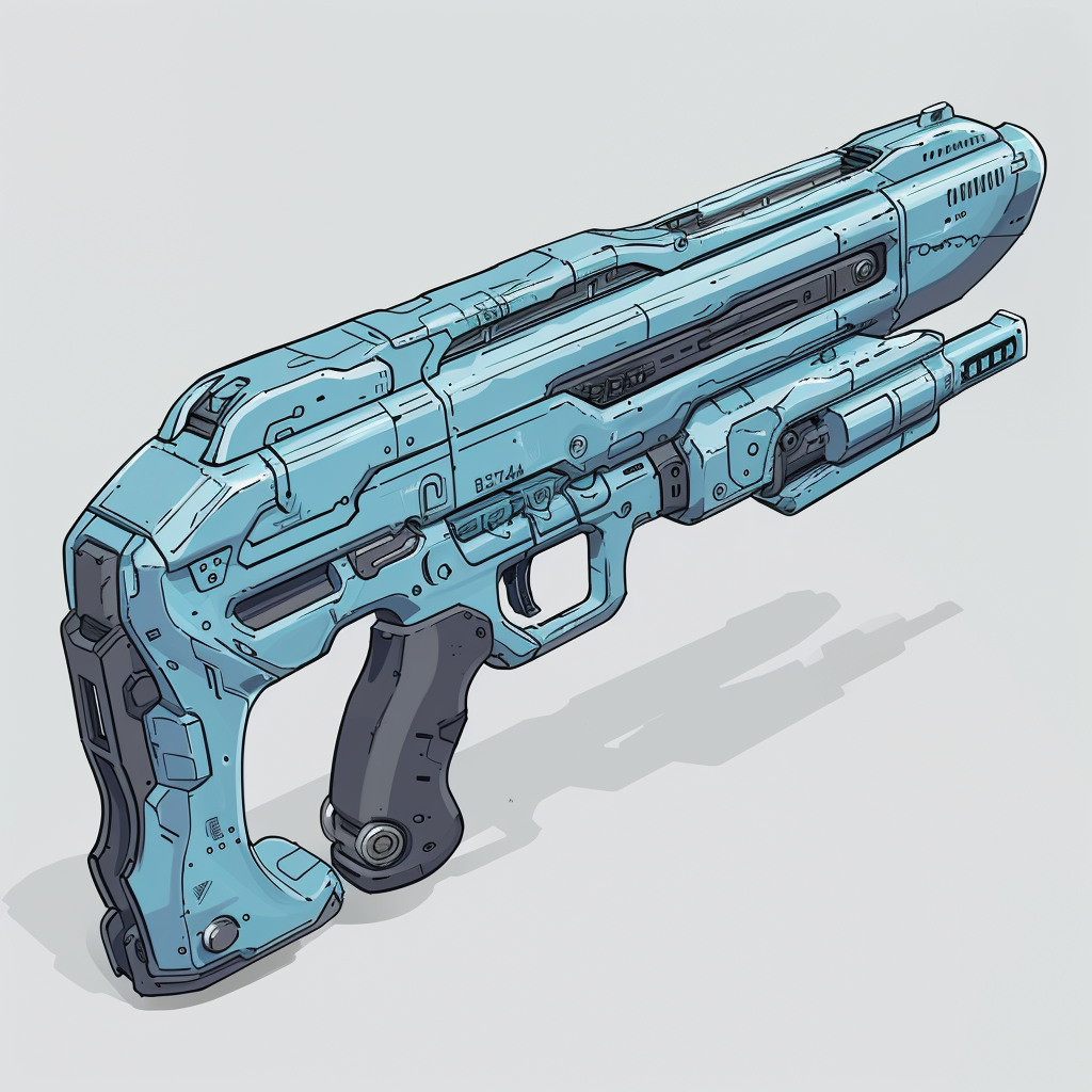 Stylized baby blue sci fi shotgun