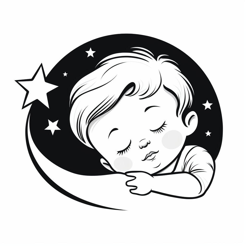 Cute baby boy sleeping in a crescent moon