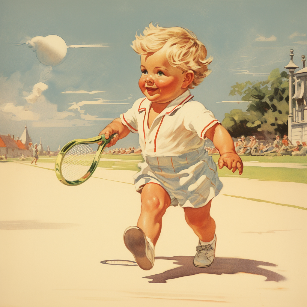 Midjourney Prompt - Baby Boy Playing Tennis