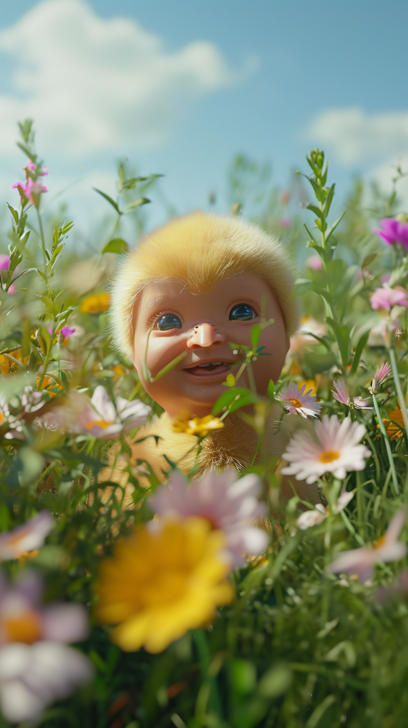 Baby Chick in Beautiful Meadow