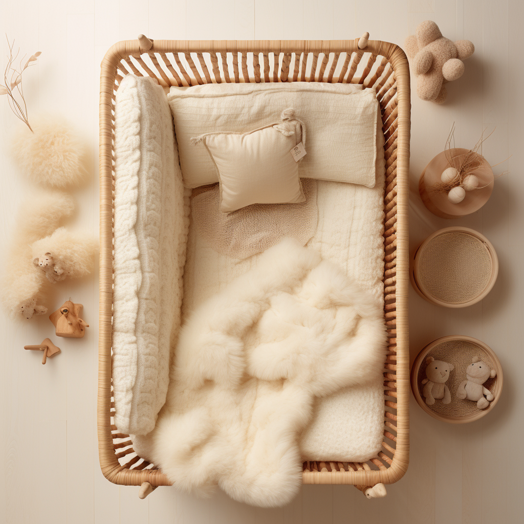 Neutral and warm baby crib image