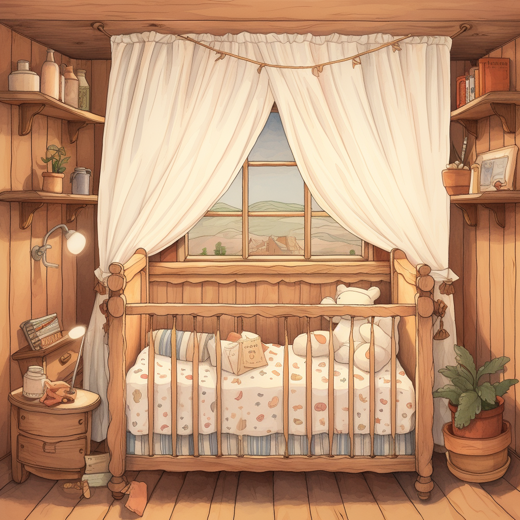 Cute baby crib illustration