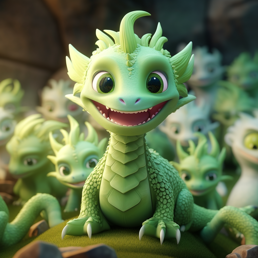 Adorable baby dragon with magical smile