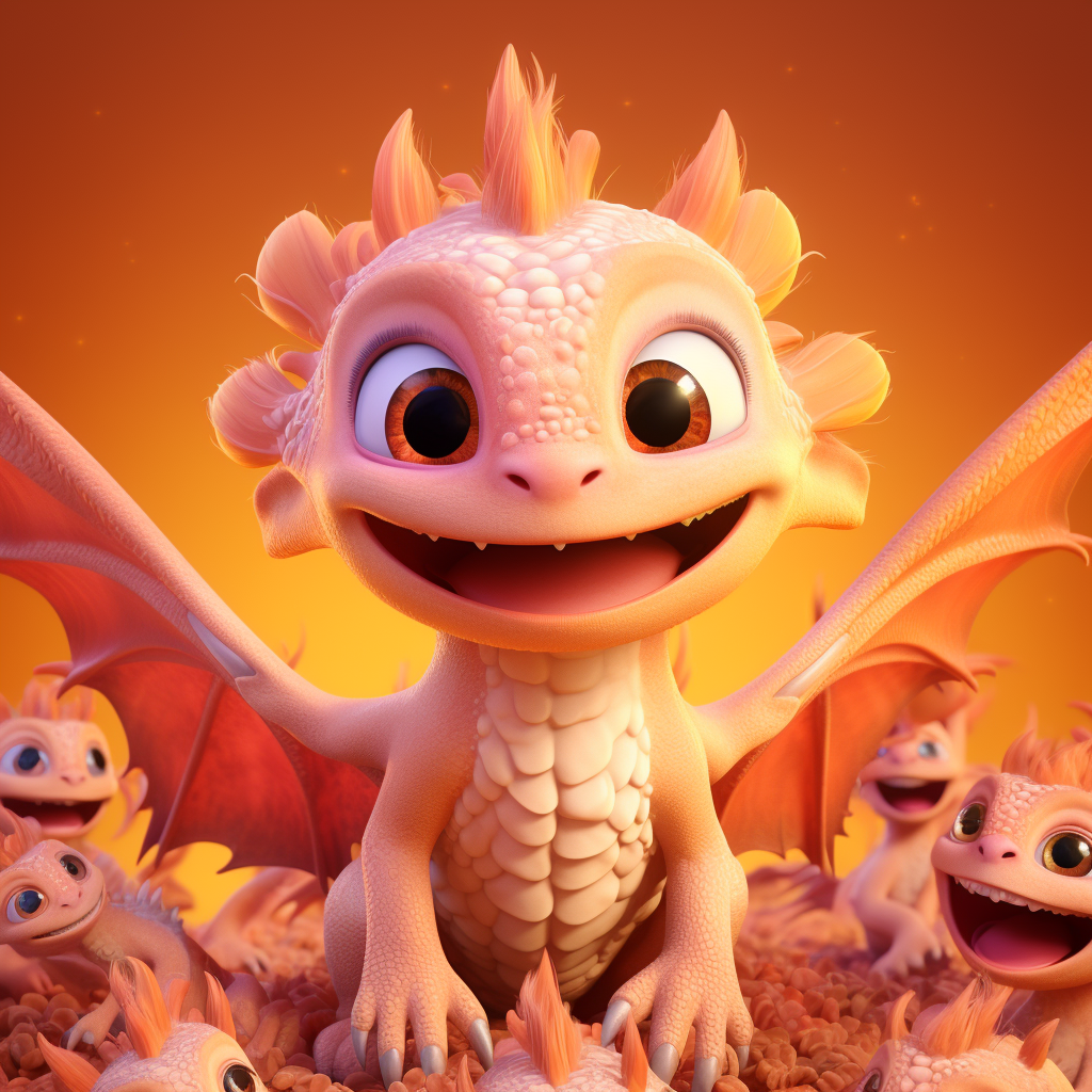 Cute Baby Dragon with Smiling Expression