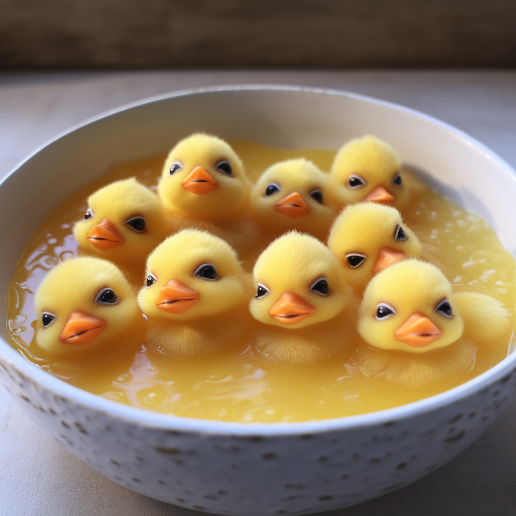 Baby ducks in soup